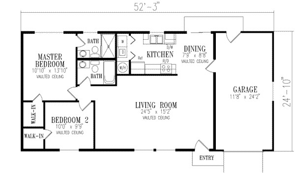 1000 sq ft home 1 story 2 bedroom 2 bath house plans plan41 143