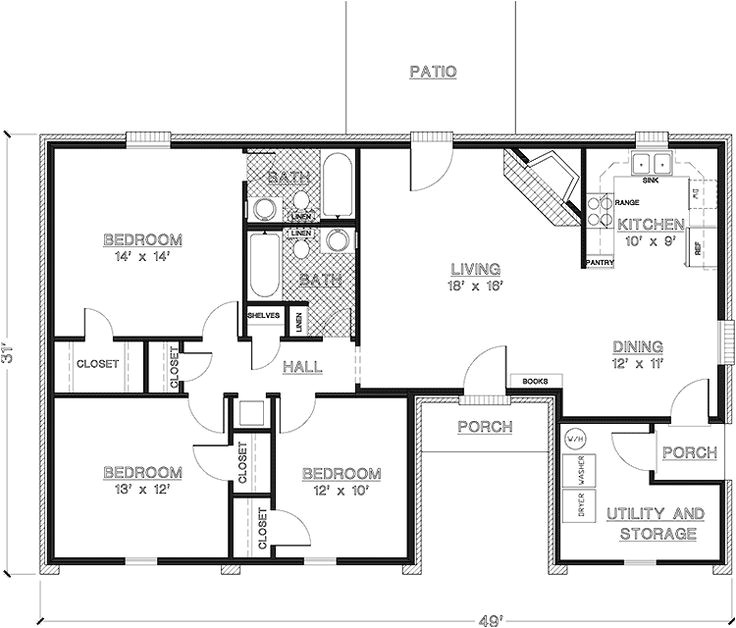 1000 to 1200 Square Foot House Plans 2 Bedroom House Plans 1000 Square Feet Home Plans