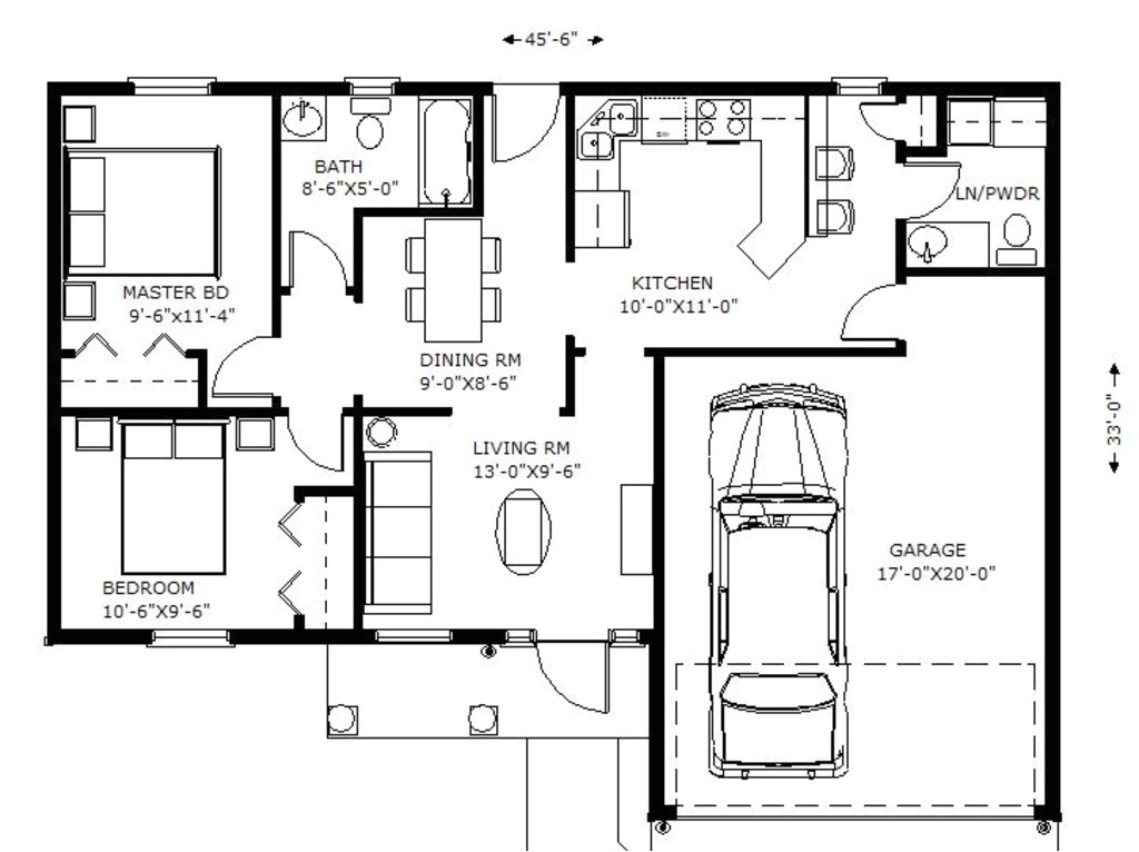 1100 square feet 2 bedrooms 1 5 bathroom traditional house plans 2 garage 36066