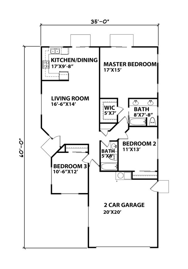 1350 square feet 3 bedrooms 2 bathroom ranch house plans 2 garage 37372