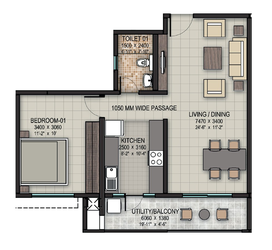 floor plans 1bhk apartments in bangalore