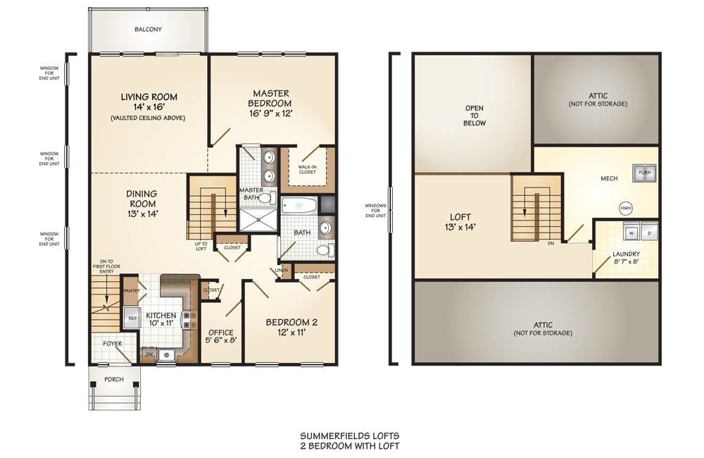 2 bedroom with loft house plans