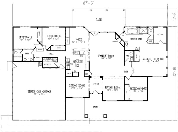 2800 square feet 4 bedrooms 2 5 bathroom sunbelt home plans 3 garage 15448