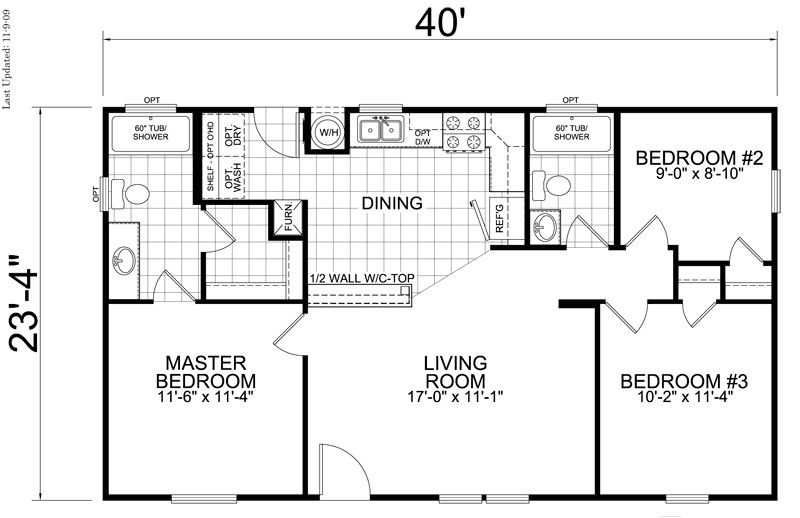 24x40 3 bedroom 2 bath 933 square feet