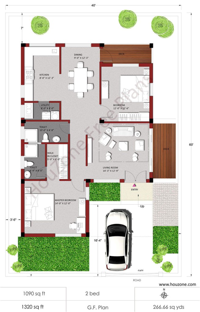 house plans for 2bhk house