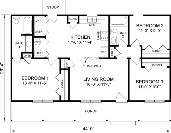 3 bedroom country house plans