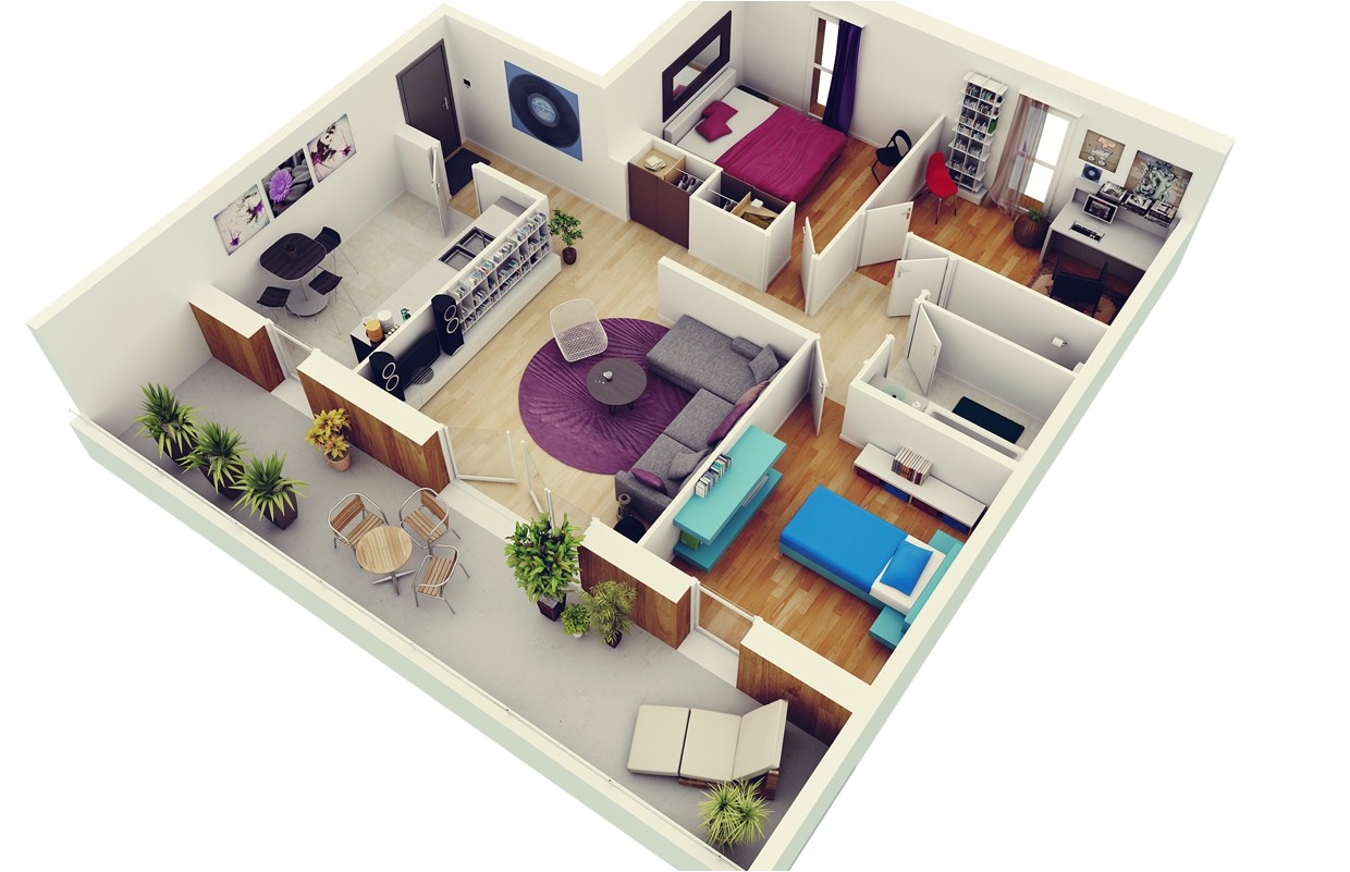 3 bedroom apartmenthouse plans