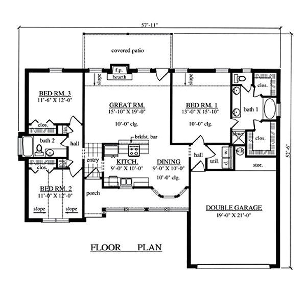 3 Bedroom Homes Floor Plans with Garage 1504 Sqaure Feet 3 Bedrooms 2 Bathrooms 2 Garage Spaces 57