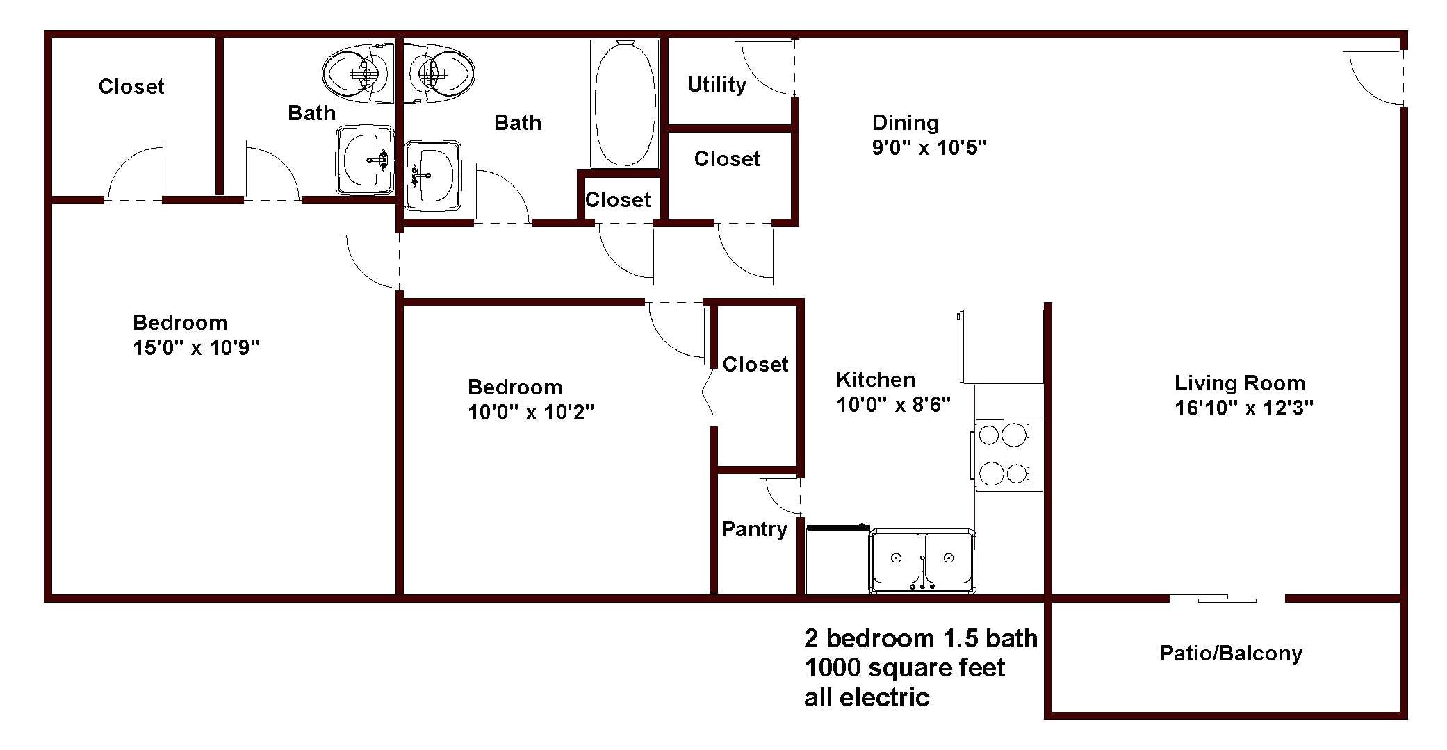 3br 2ba house plans and 2 bedroom 2 bath floor plans