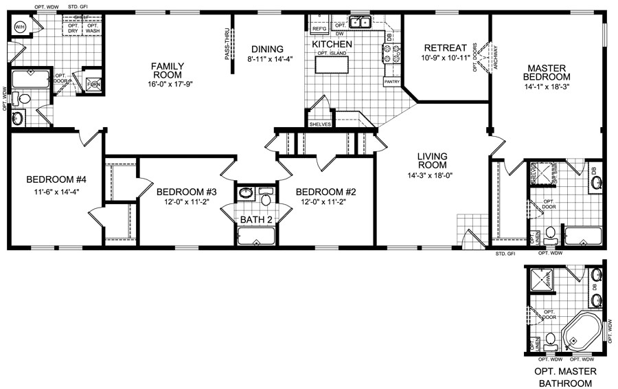 4 bedroom 3 bathroom mobile home floor plans