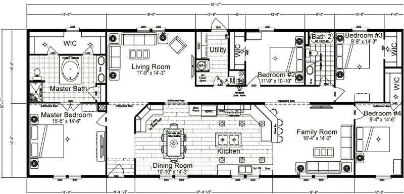 4 bedroom mobile home floor plans