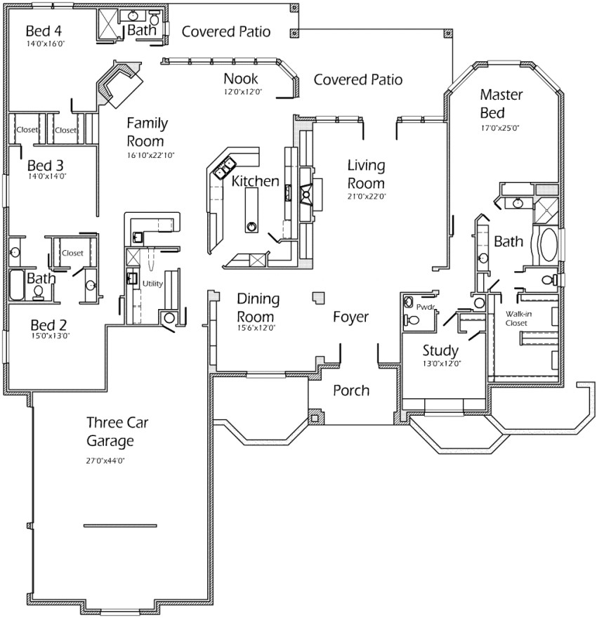 4 Bedroom Ranch House Plans with Walkout Basement