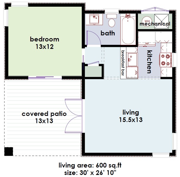 modern house plans under 600 sq ft