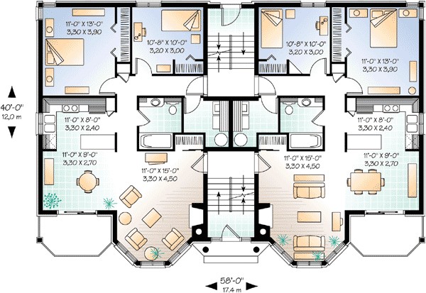 multi family house plan 21425dr