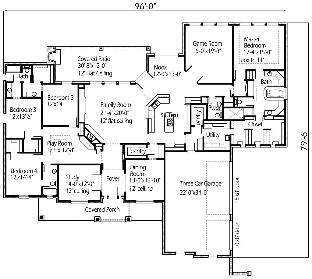 four bedroom large family house floor plans layout