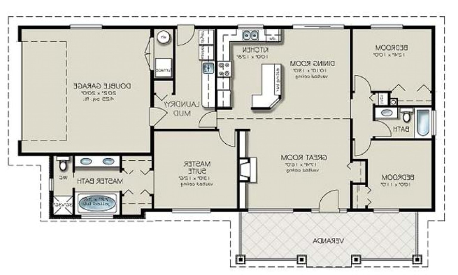 Ranch House Plan Room