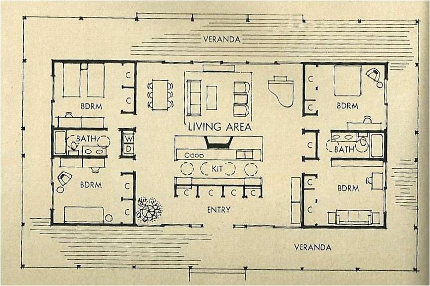 mid century house plans