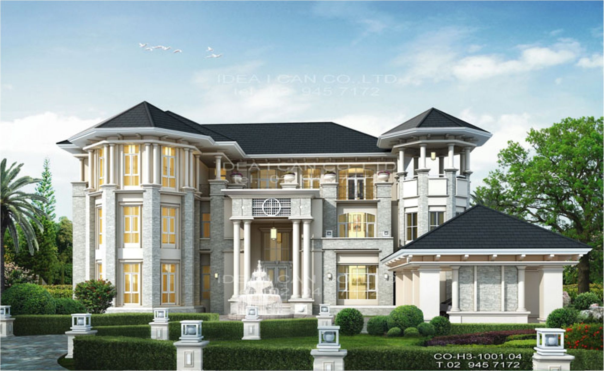 house plans classic style 3d perspective