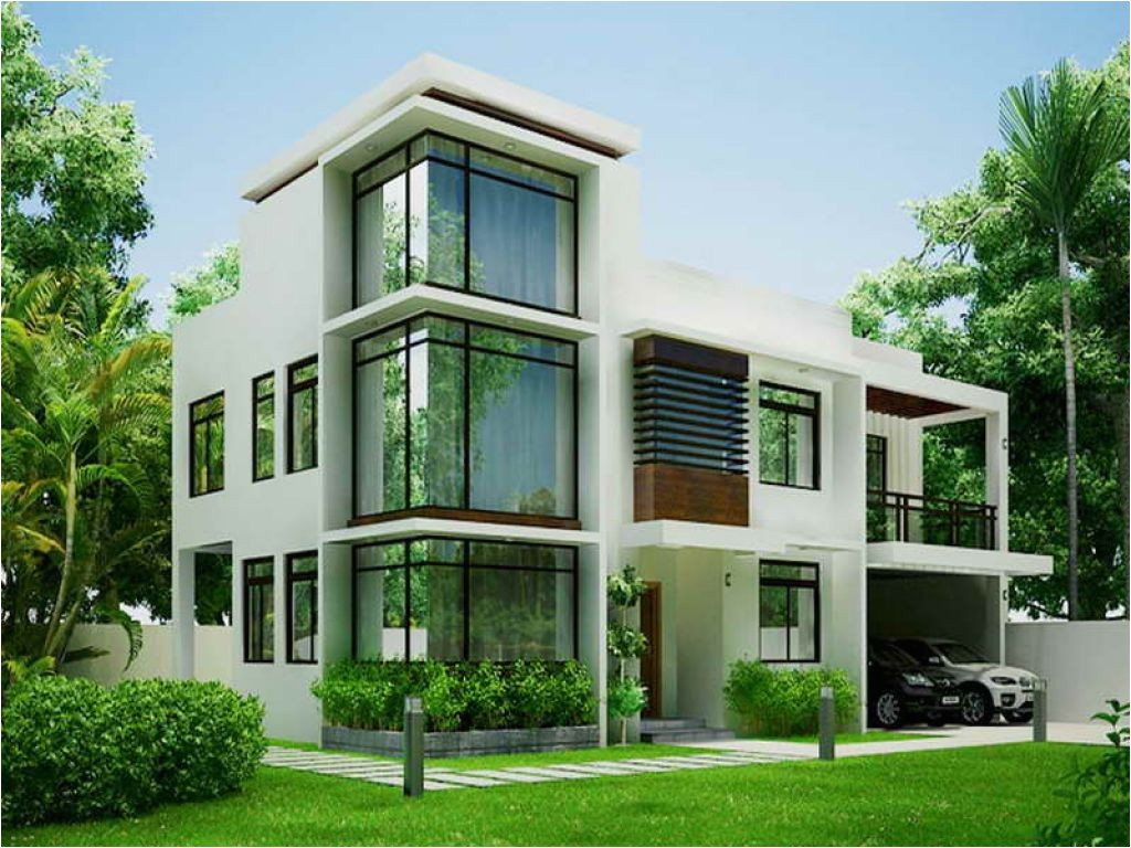 white modern contemporary house plans