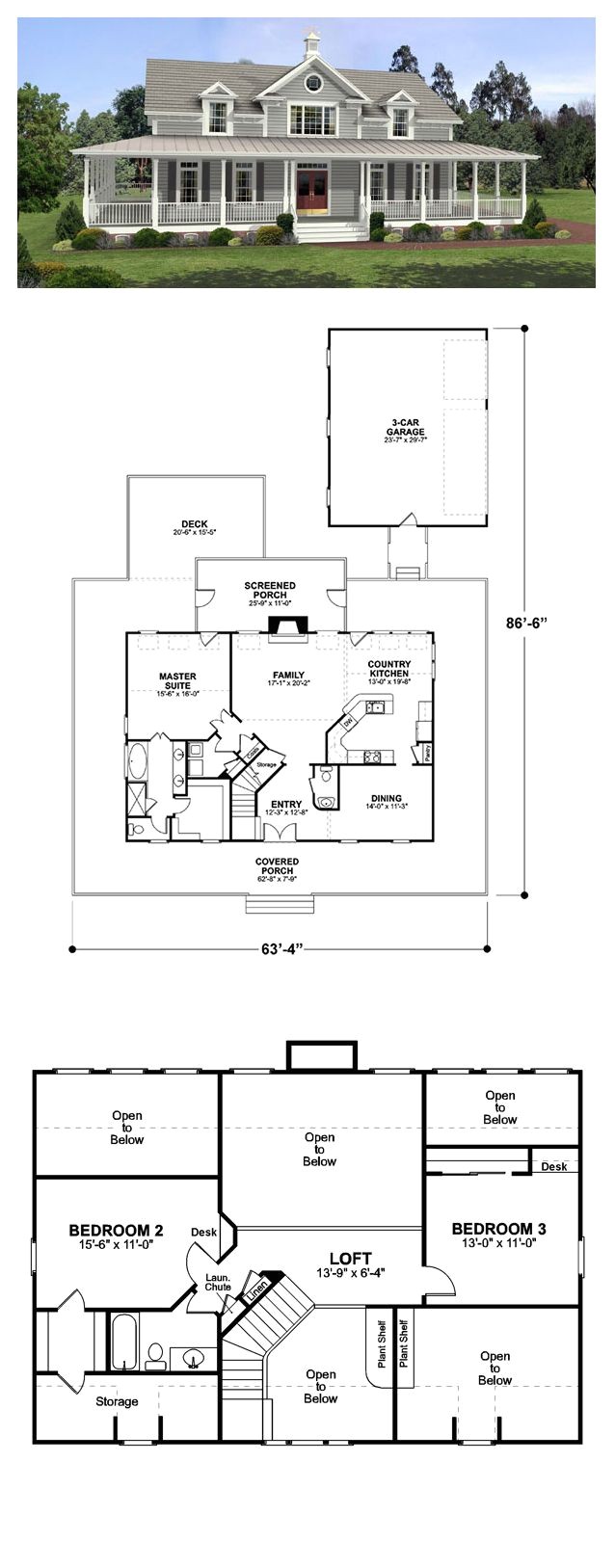 country style open floor house plans