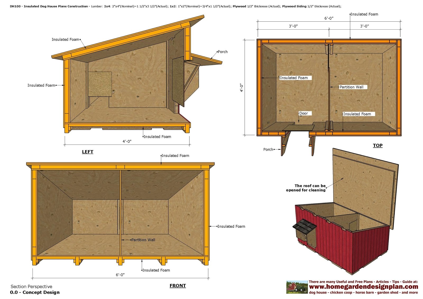 dh100 insulated dog house plans dog