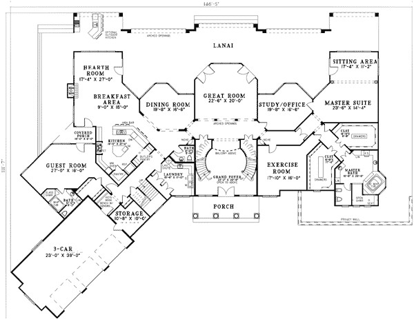 double staircase floor plans