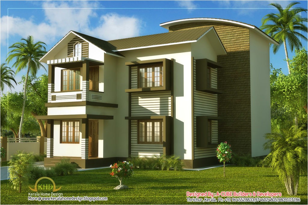 duplex villa elevation sq ft kerala home design and