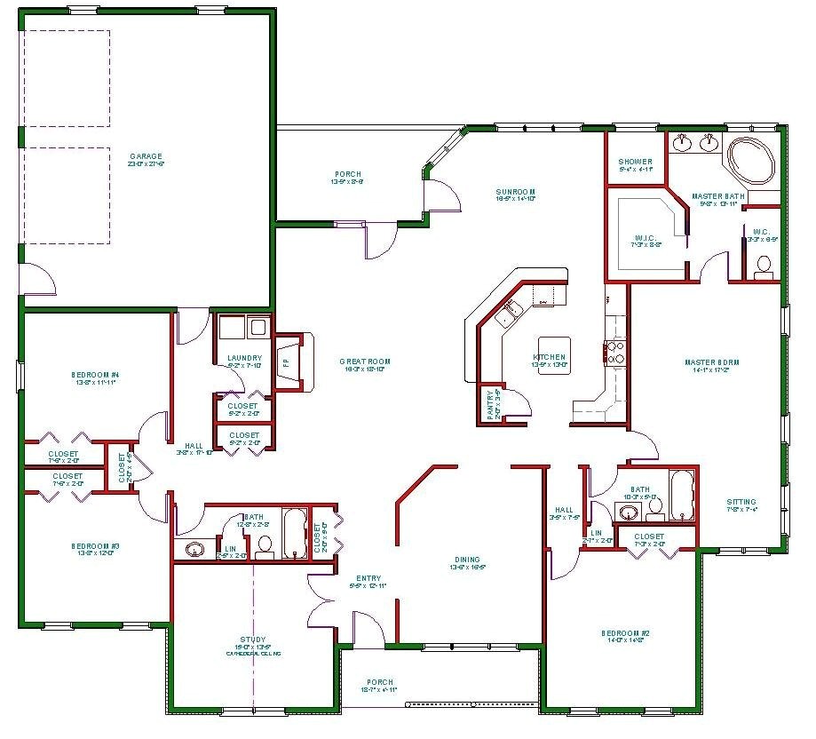 single story open floor plan homes