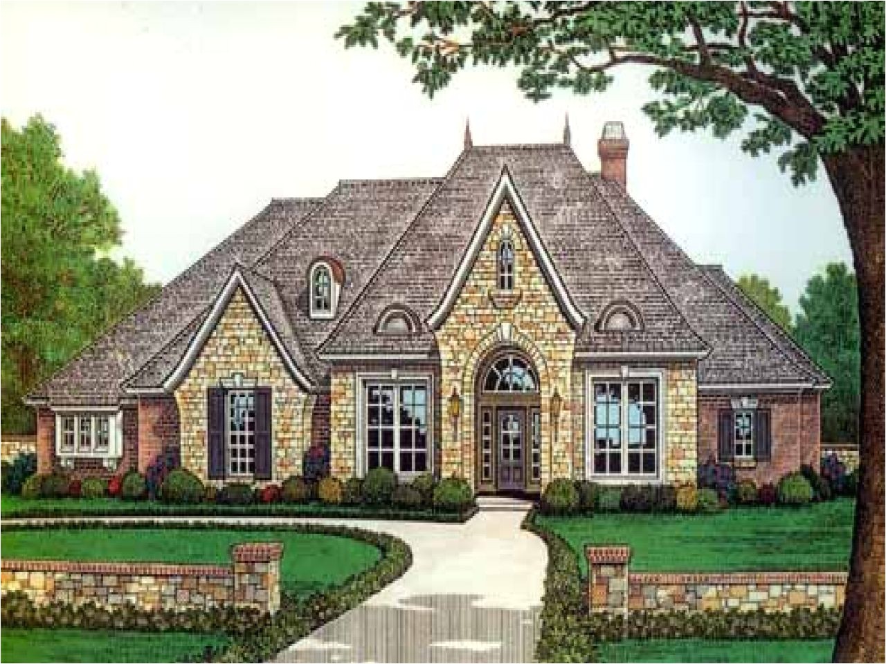 french country one story house plans