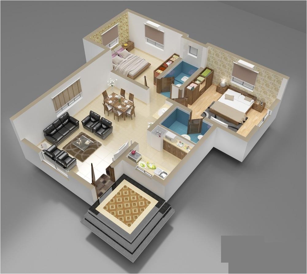 3d interior of house plan
