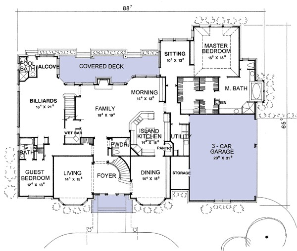 porte cochere house plans