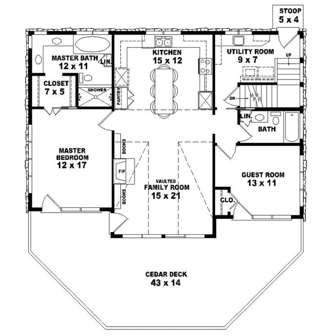 653775 two story 2 bedroom 2 bath country style house plan