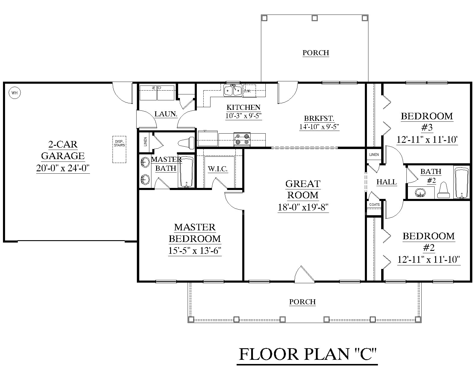 one story house plans large great room