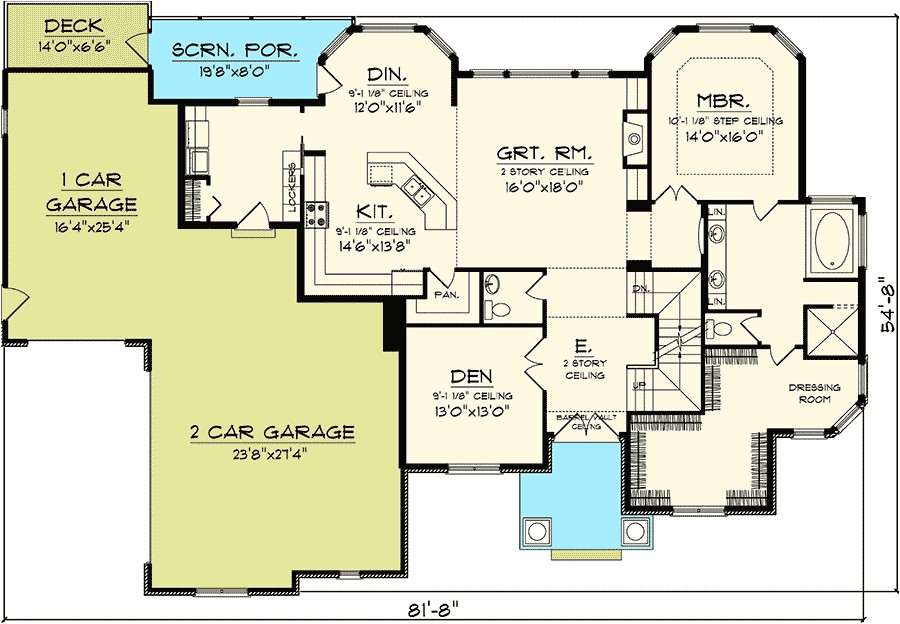 one story house plans with large great room