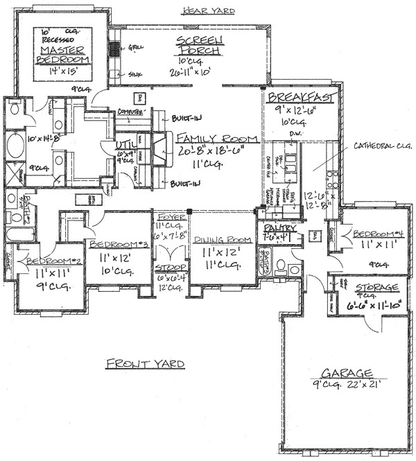 french style house plan one floor lots of storage particularly like the master closet opening into the laundry room would like to have a better foyer with closets etc at the main door