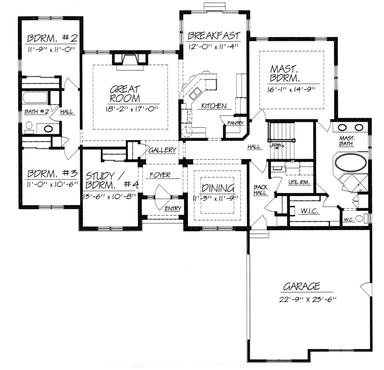 one story house plans without dining room