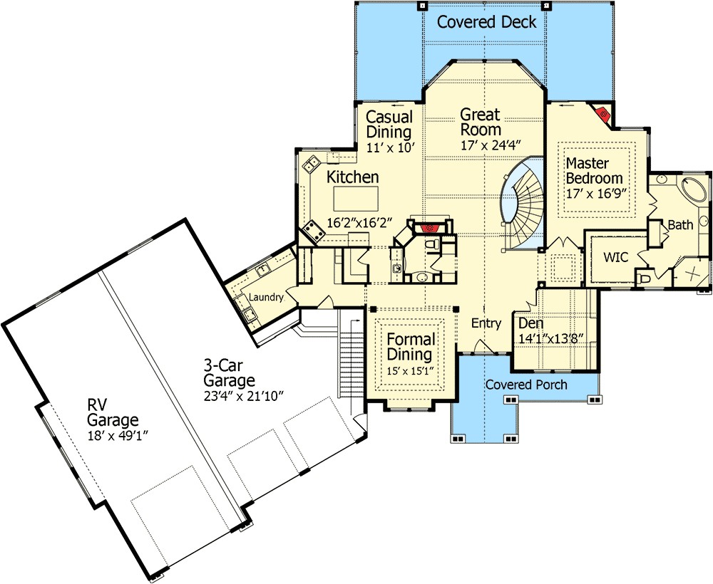 dream home plan with rv garage 9535rw