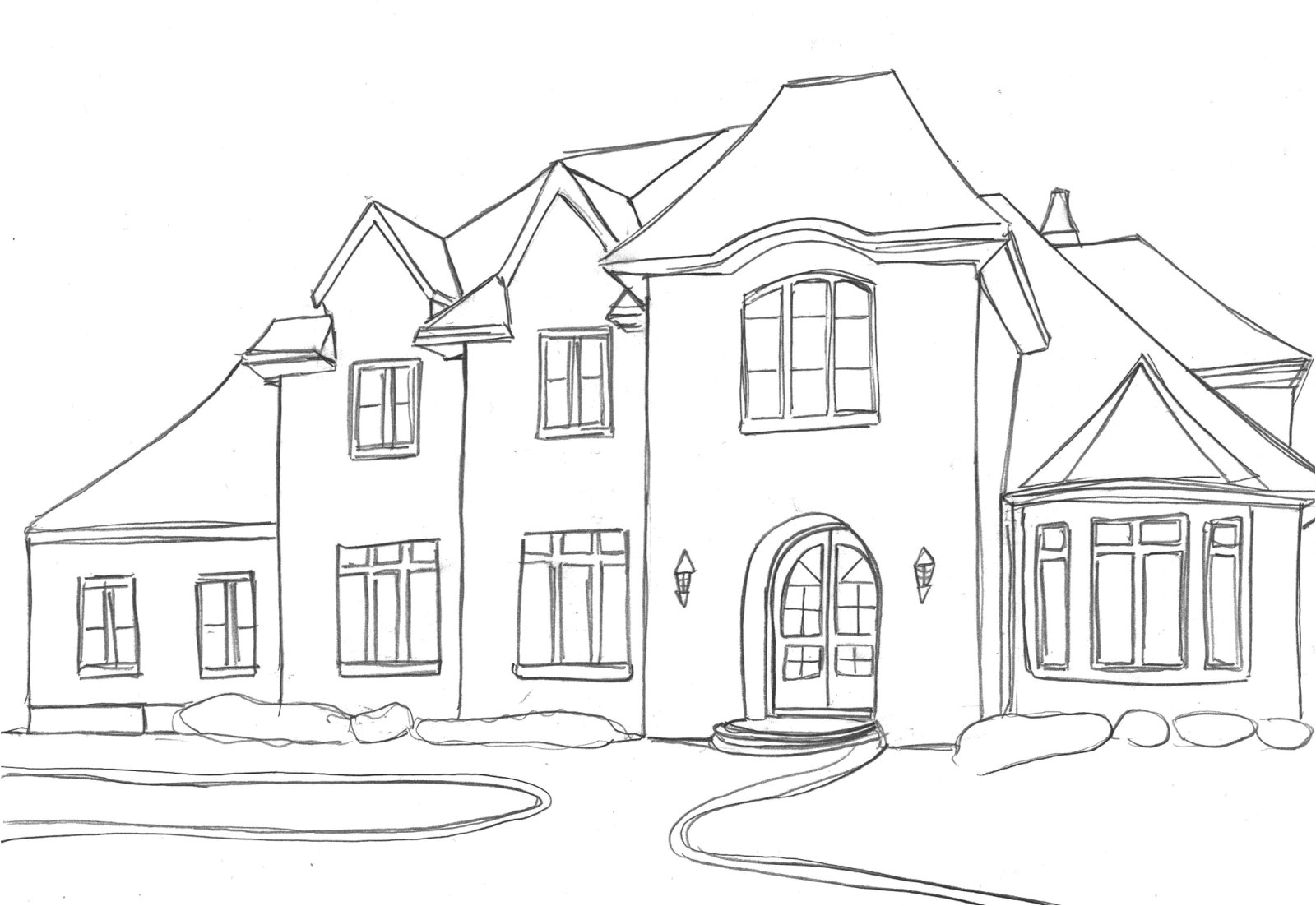houses dream house sketches basic outline drawing