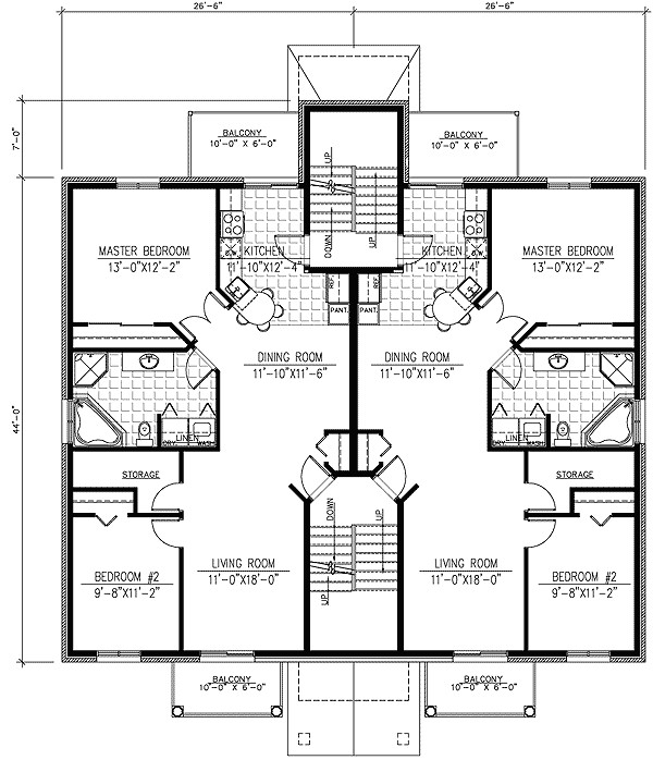six plex multi family house plan 90153pd