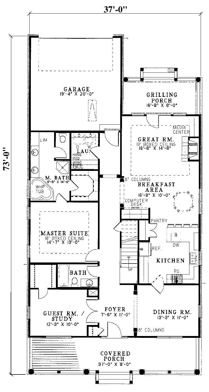 house plans for narrow lots with rear garage