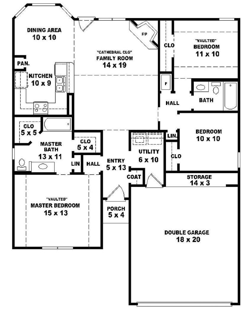 3 bedroom house plans one story