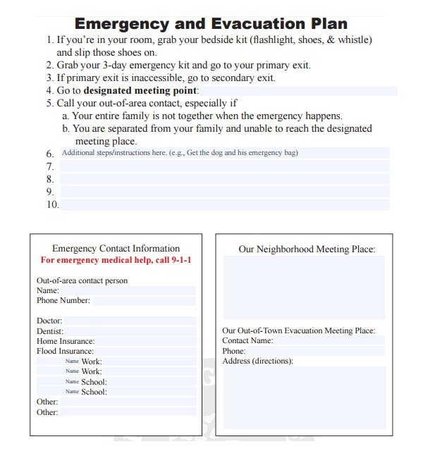 evacuation plan template