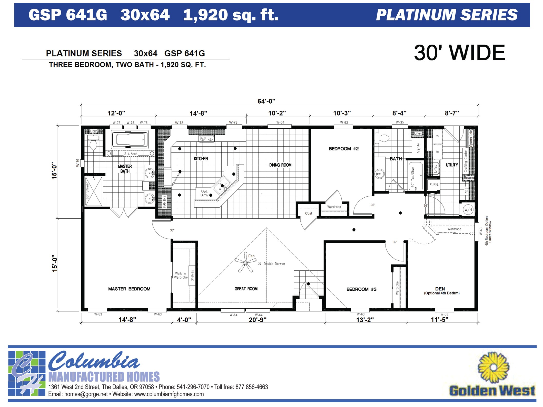 Platinum Homes Floor Plans Columbia Manufactured Homes Golden West Platinum Series