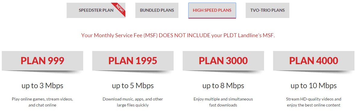 pldt my dsl plan price for up to 3 5 8 and 10 mbps