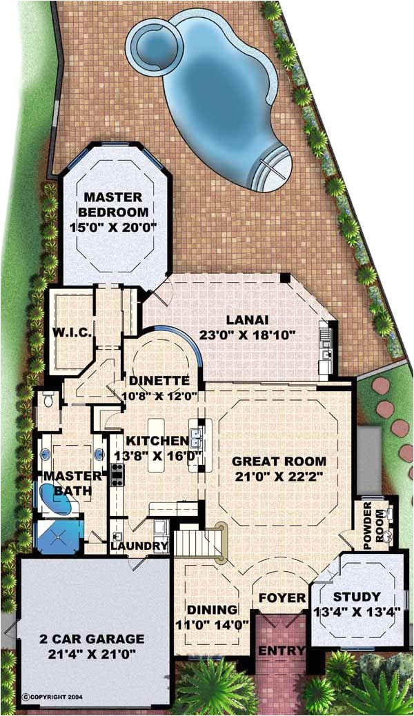 florida style house plans 3516 square foot home 2 story 4 bedroom and 1 bath 2 garage stalls by monster house plans plan55 213