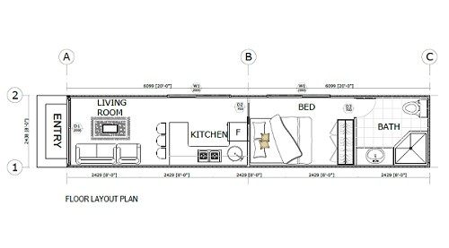 40 ft container home floor plan