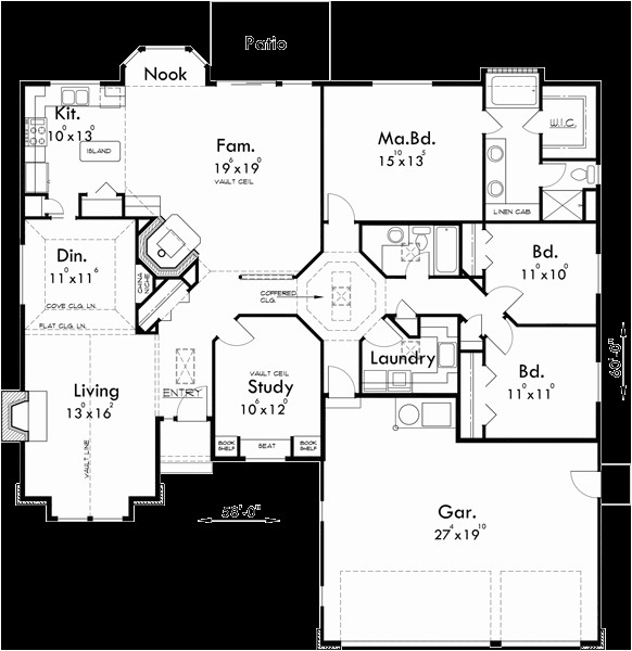 one story house plans with 3 car garage