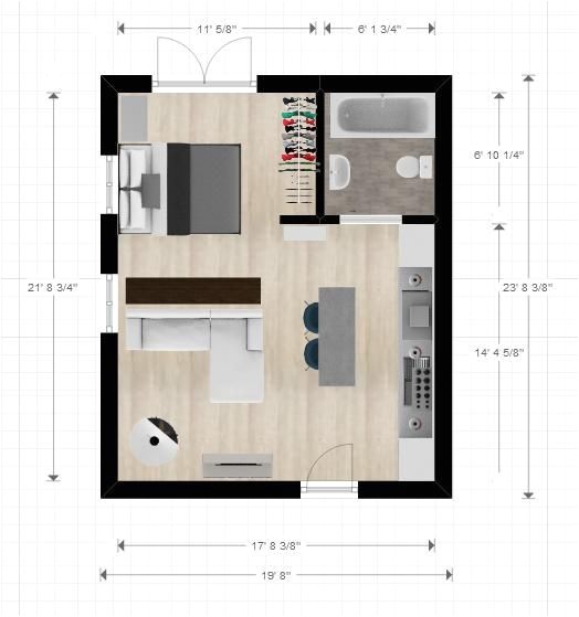 studio apartment layout