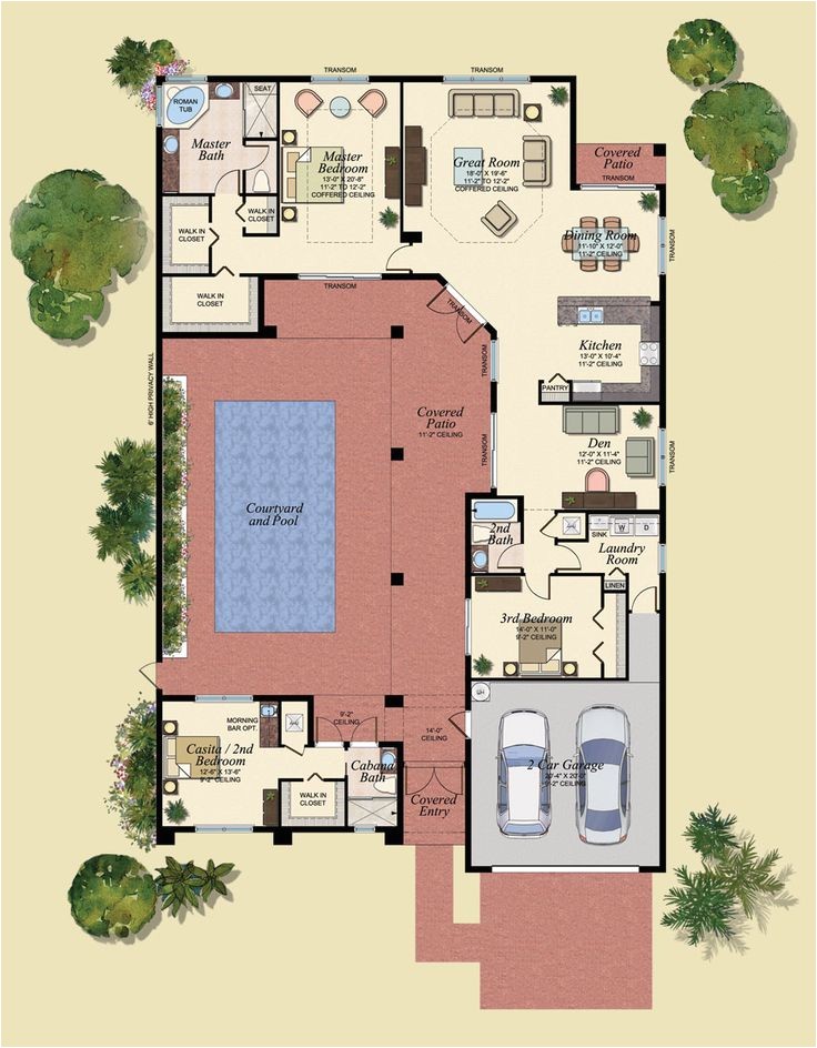 courtyard house plans
