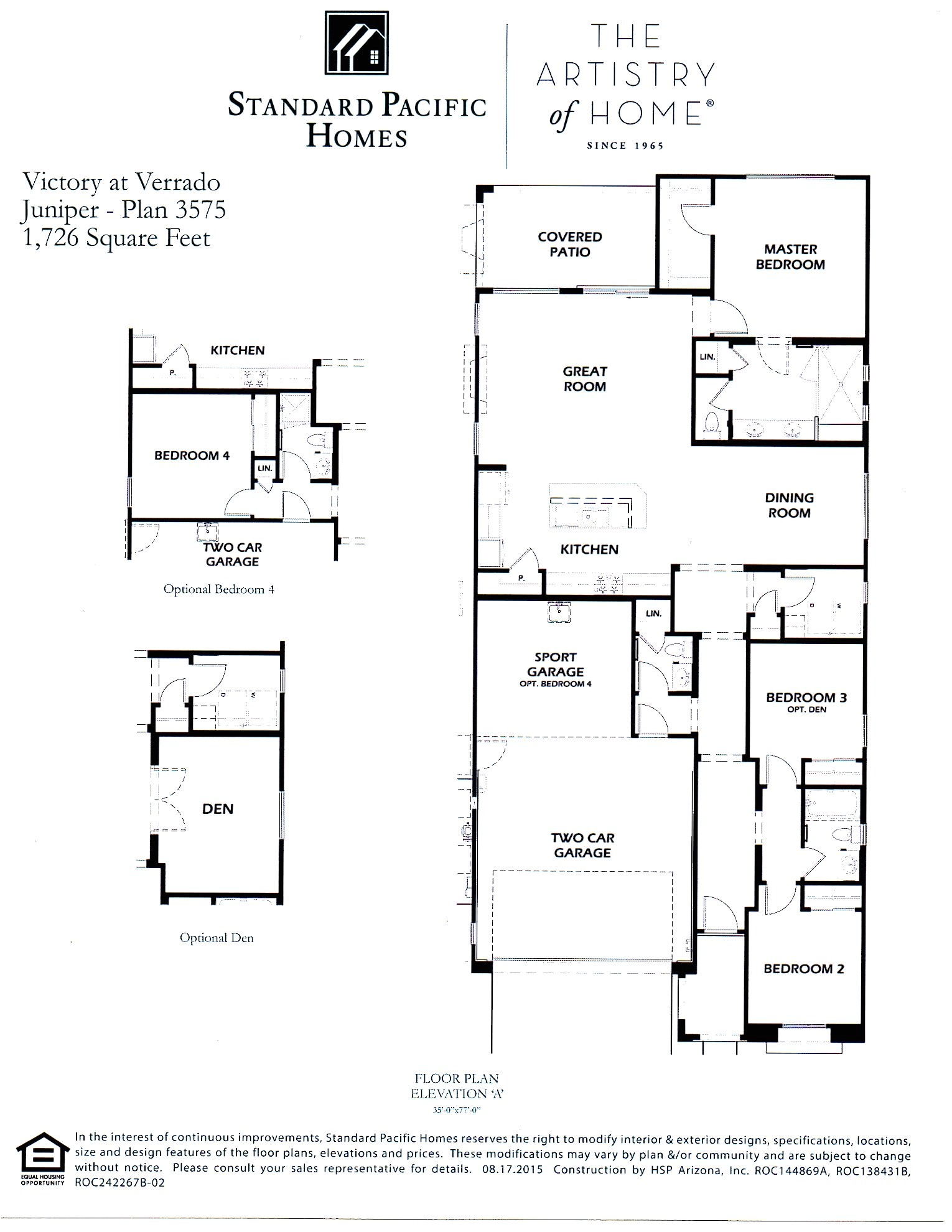 standard pacific homes floor plans